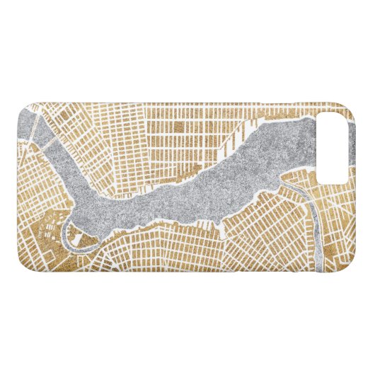 Vergoldete Stadt-Karte von New York Case-Mate iPhone Hülle (Rückseite (Horizontal))