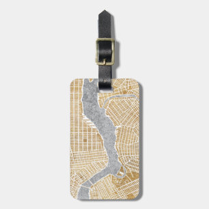 Vergoldete Stadt-Karte von New York Gepäckanhänger