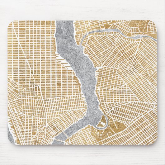 Vergoldete Stadt-Karte von New York Mousepad (Vorne)