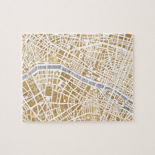 Vergoldete Stadt-Karte von Paris Puzzle (Horizontal)
