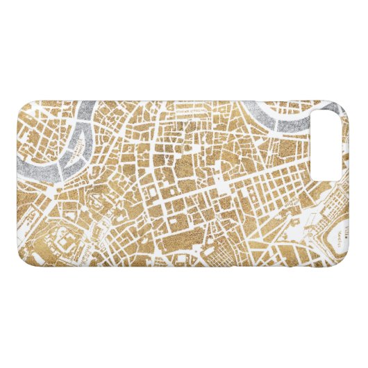 Vergoldete Stadt-Karte von Rom Case-Mate iPhone Hülle (Rückseite (Horizontal))