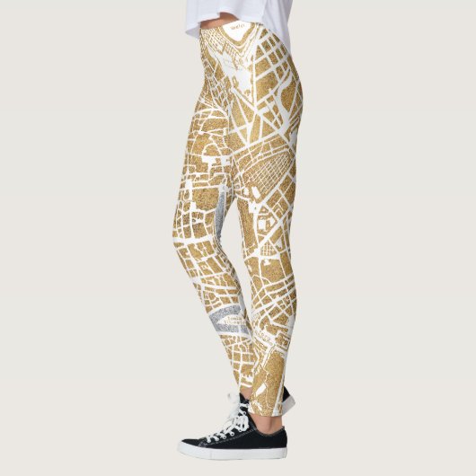 Vergoldete Stadt-Karte von Rom Leggings (Links)