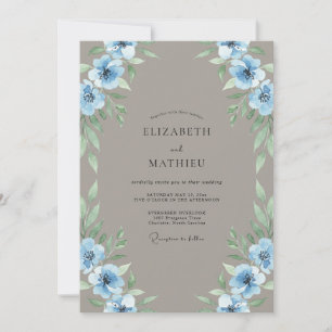 Vergoldete Taupe-Azurne Hochzeit Einladung