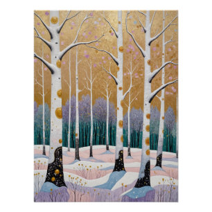Vergoldeter Espenhain: Ein Wintertraum Poster