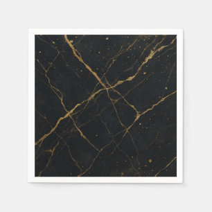 Vergoldeter Midnight-Marmor Schwarz & Gold Hochzei Serviette