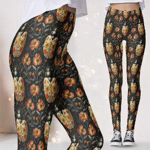 Vergoldeter Naturforscher Botanischer Käfer Leggings