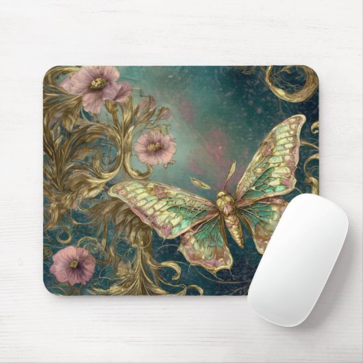 Vergoldeter Schmetterlingsgarten - Jugendstil Gart Mousepad (Mit Mouse)