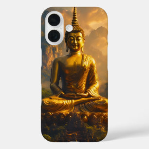 Vergoldeter sitzender Buddha unter einem Sonnenunt iPhone 16 Hülle