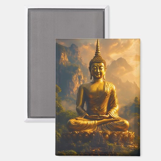 Vergoldeter sitzender Buddha unter einem Sonnenunt Magnet (Vorderseite/Rückseite)
