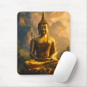 Vergoldeter sitzender Buddha unter einem Sonnenunt Mousepad (Mit Mouse)