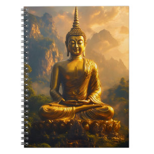 Vergoldeter sitzender Buddha unter einem Sonnenunt Notizblock