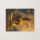 Vergoldeter sitzender Buddha unter einem Sonnenunt Puzzle (Horizontal)