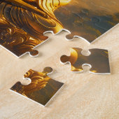 Vergoldeter sitzender Buddha unter einem Sonnenunt Puzzle (Seite)