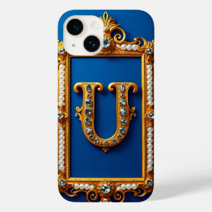Vergoldeter verzierter Buchstabe U mit Juwelen Case-Mate iPhone 14 Hülle