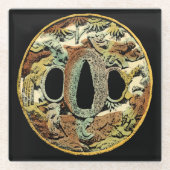 Vergoldetes asiatisches Medaillon durch Glasuntersetzer (Vorderseite)