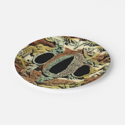 Vergoldetes asiatisches Medaillon durch Pappteller (Schrägansicht)