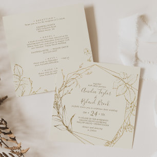Vergoldetes Floral Creme und Gold Alles in Einem Einladung