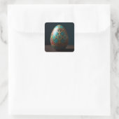 Vergoldetes Patchwork-Osterei Quadratischer Aufkleber (Tasche)