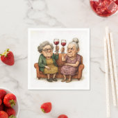 Vergrämte alte Damen mit Rotwein Serviette (Beispiel)