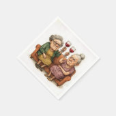 Vergrämte alte Damen mit Rotwein Serviette (Ecke)