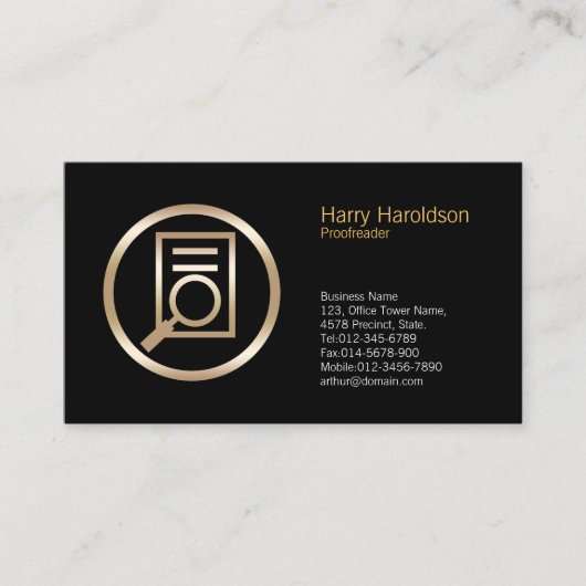 Vergrößerung der Dokumentenprüfung für Glas Busine Visitenkarte (Vorderseite)