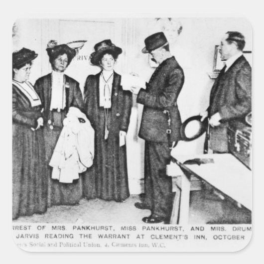 Verhaftung von Frau Pankhurst Quadratischer Aufkleber (Vorderseite)