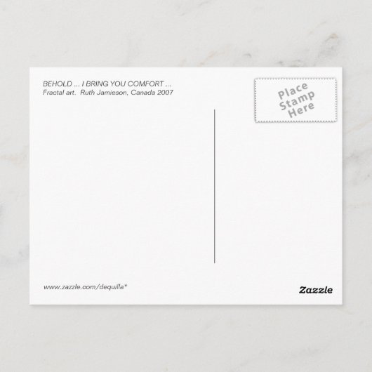 VERHALTEN ... ICH BRINGE EUCH KOMFORT ... POSTKARTE (Rückseite)