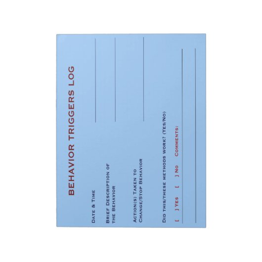 Verhaltens-Trigger-Protokoll (Sky Blue) Notizblock (Rotiert)