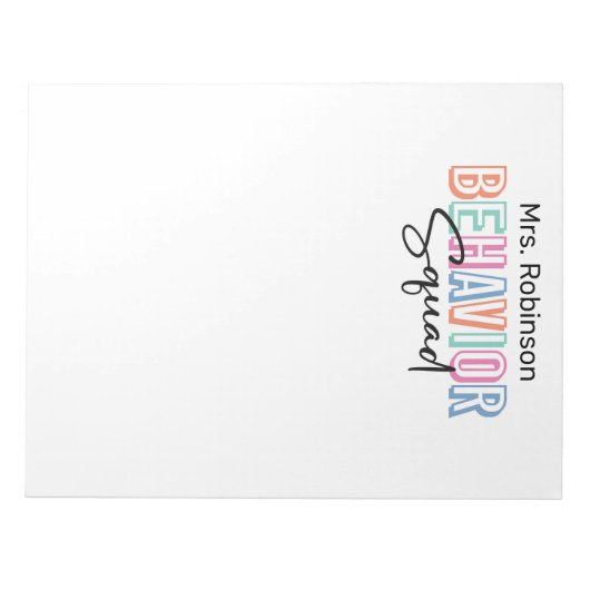 Verhaltenstherapeut Squad Lehrer Wertschätzung Notizblock (Vorderseite)