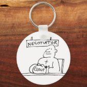 Verhandlungsführer am Desk hat Boxhandschuh mit Cl Schlüsselanhänger (Rückseite)