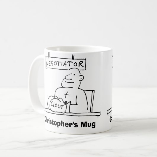 Verhandlungsführer hat Boxhandschuh mit Clout. Nam Kaffeetasse (Vorderseite Links)