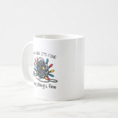 Verhedderte Weihnachtslichter Karte Kaffeetasse (Vorderseite Links)