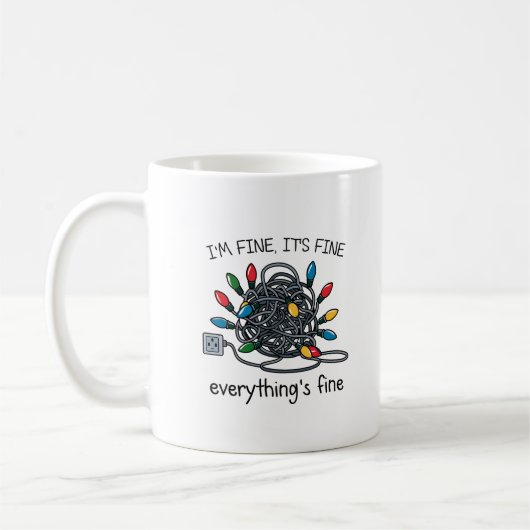 Verhedderte Weihnachtslichter Karte Kaffeetasse (Links)