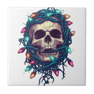 Verhedderter Skullmas � Lustiger Weihnachtsmann-Sk Fliese