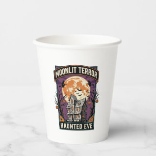 Verheertes Mond-Shirt Vintage-Gravur Halloween Gra Pappbecher