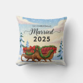 verheiratet 2025 | Niedlich Snowy Sleigh New Kissen (Vorderseite)