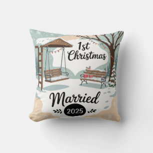 verheiratet 2025   Rustikale Winterlandschaft Kissen