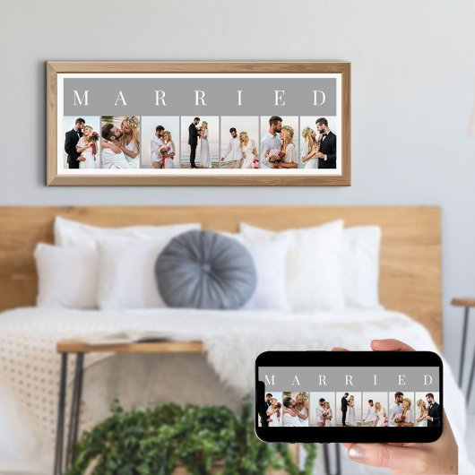 VERHEIRATET 7 Bild Grau und Weiß FotoCollage Poster