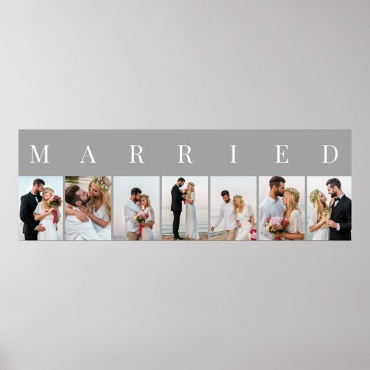 VERHEIRATET 7 Bild Grau und Weiß FotoCollage Poster (Vorne)
