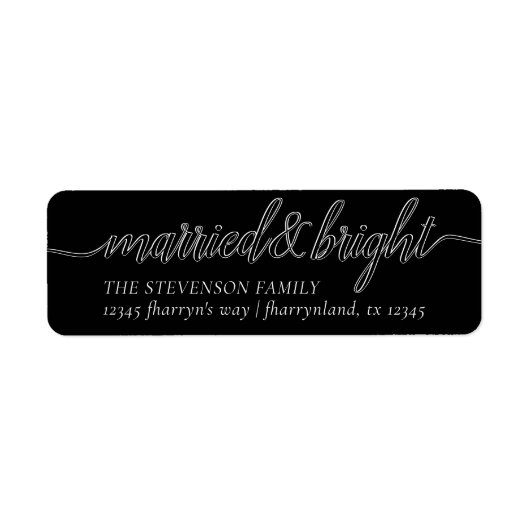 Verheiratet Bright | Modern Black Script Address (Vorne)