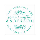 Verheiratet Couple Sweet Rustic Script Rücksendead Permastempel (Design)