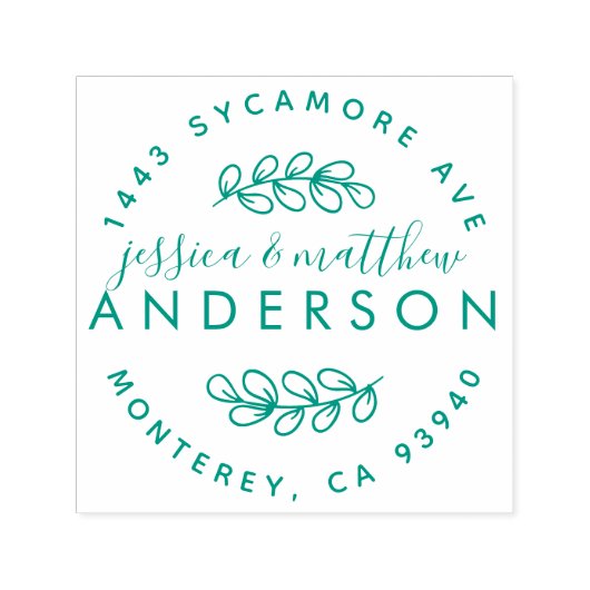 Verheiratet Couple Sweet Rustic Script Rücksendead Permastempel (Design)