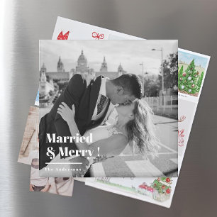 Verheiratet & Fröhlich Elegante Schwarz-Weiß-Hoc Magnet