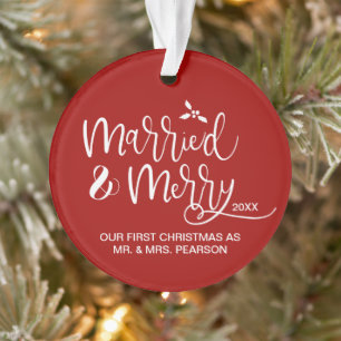 Verheiratet & Fröhlich Erstes Weihnachten doppelse Ornament