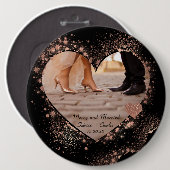 Verheiratet & Fröhlich Roségold Funkelnde Lichter Button (Vorne & Hinten)