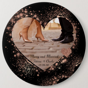 Verheiratet & Fröhlich Roségold Funkelnde Lichter Button