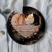 Verheiratet & Fröhlich Roségold Funkelnde Lichter Button (Beispiel)