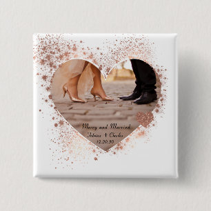 Verheiratet & Fröhlich Roségold Funkelnde Lichter  Button
