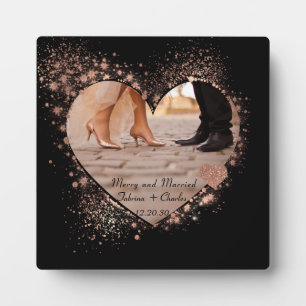 Verheiratet & Fröhlich Roségold Funkelnde Lichter  Fotoplatte