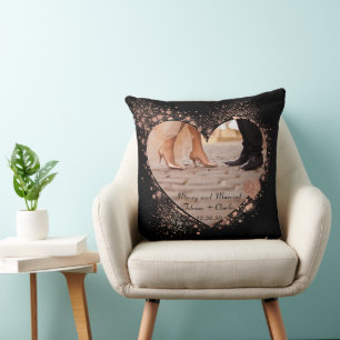 Verheiratet & Fröhlich Roségold Funkelnde Lichter  Kissen